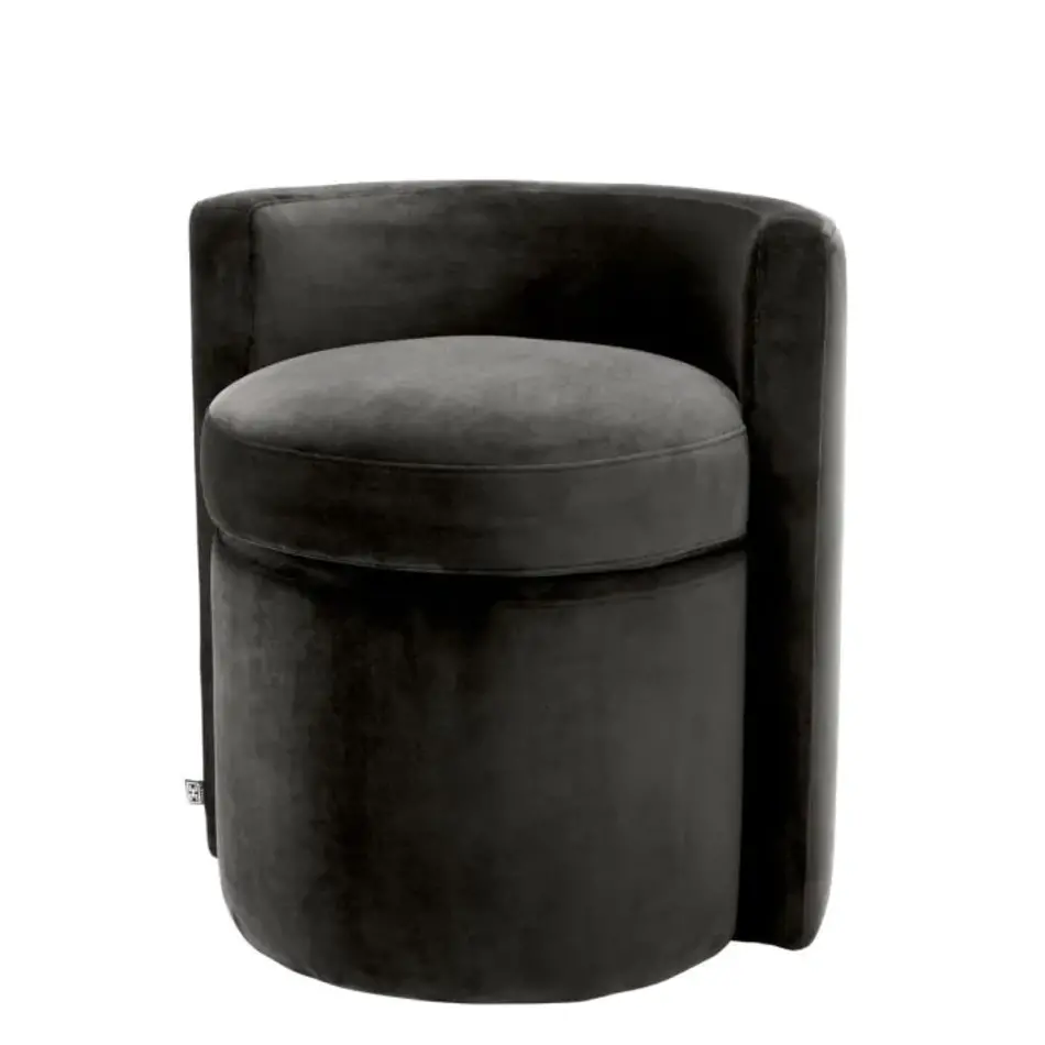 Eichholtz Stool Arcadia - Roche Dark Grey Velvet