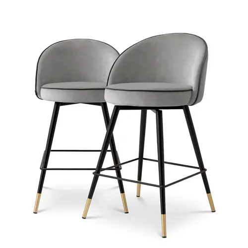 Eichholtz Counter Stoel Cooper - Set van 2 - Roche Dark Grey Piping