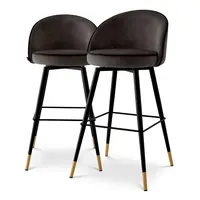 Barstool Cooper - Set of 2 - Roche Black Velvet Piping