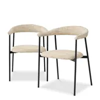 Dining chair Julio - Set of 2 - Bouclé sonata cream