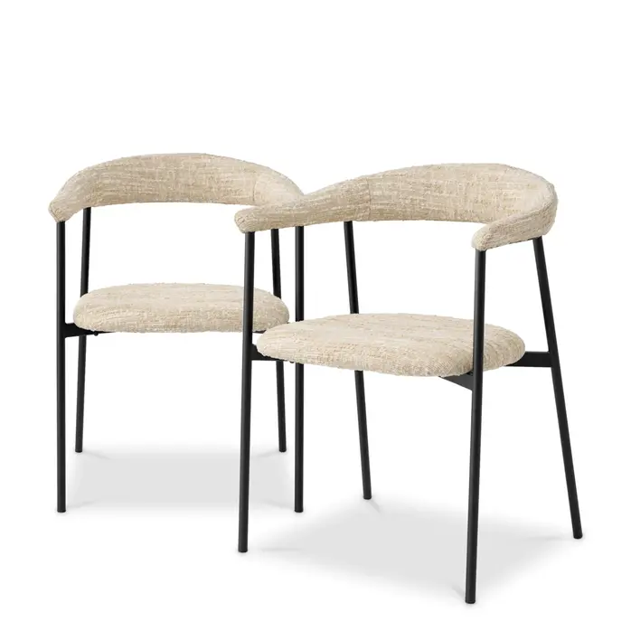 Eichholtz Dining chair Julio - Set of 2 - Bouclé sonata cream