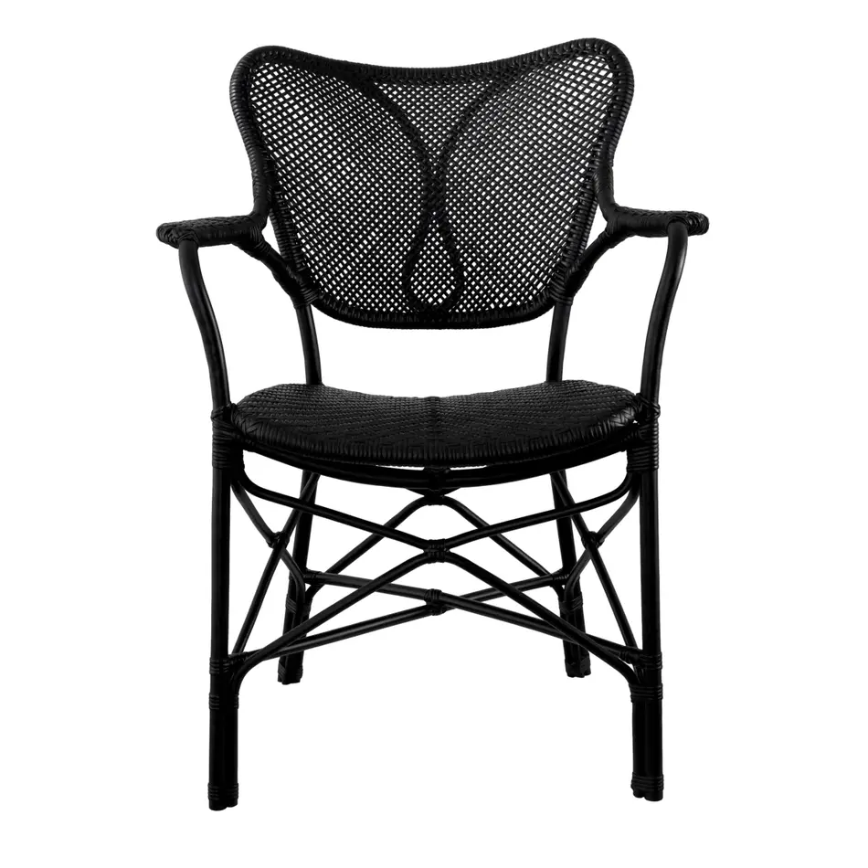 Eichholtz Dining chair Colony with arm - matte black finish Eichholtz Dining chair Colony with arm - matte black finish