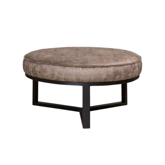 Duran Lucena Coffee Table 70Ø x 25cmH Ash Braided Leather Pouf