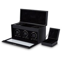 British Racing Triple Watch Winder With Storage - Black