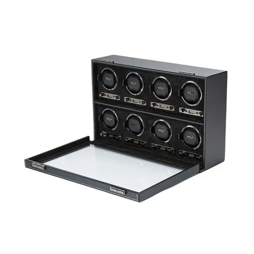 Wolf1834 British Racing 8 Piece Watch Winder - Black Wolf1834 British Racing 8 Piece Watch Winder - Black