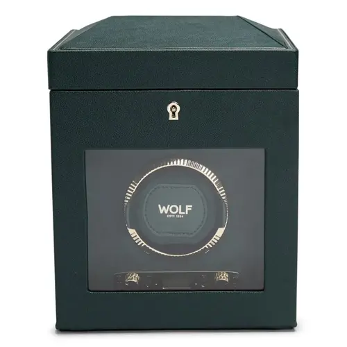 Wolf1834 British Racing Single Watch Winder with Storage - Green Wolf1834 British Racing Single Watch Winder with Storage - Green