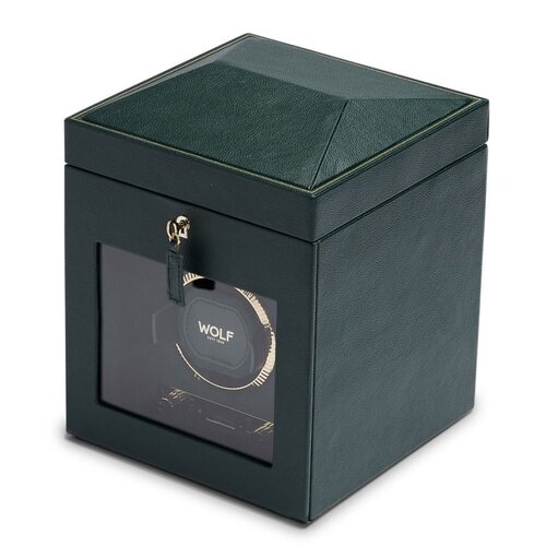 Wolf1834 British Racing Single Watch Winder with Storage - Green Wolf1834 British Racing Single Watch Winder with Storage - Green