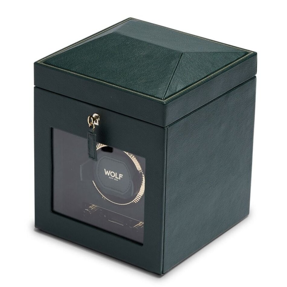Wolf1834 British Racing Single Watch Winder with Storage - Green Wolf1834 British Racing Single Watch Winder with Storage - Green