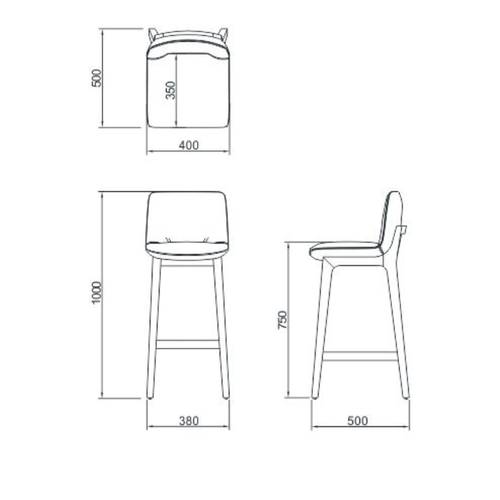 The Grand Interior Febe Bar Stool Hopsack - White Beige The Grand Interior Febe Bar Stool Hopsack - White Beige