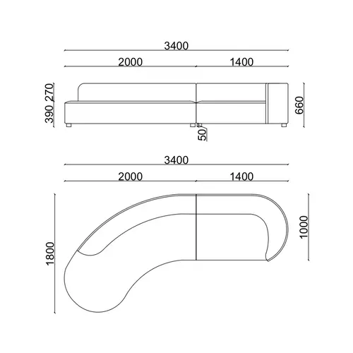 The Grand Interior Como Curved Sofa - Beige Fabric The Grand Interior Como Curved Sofa - Beige Fabric