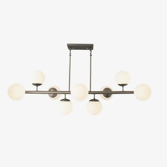 The Grand Interior Churchill Bronze Chandelier - Milk Glass