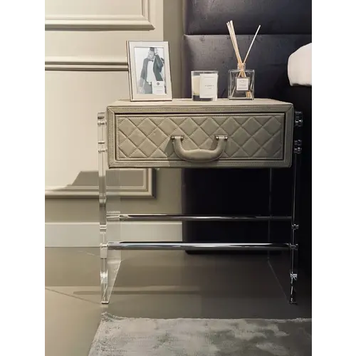 The Grand Interior Genova Side Table - Cappuchino Leather