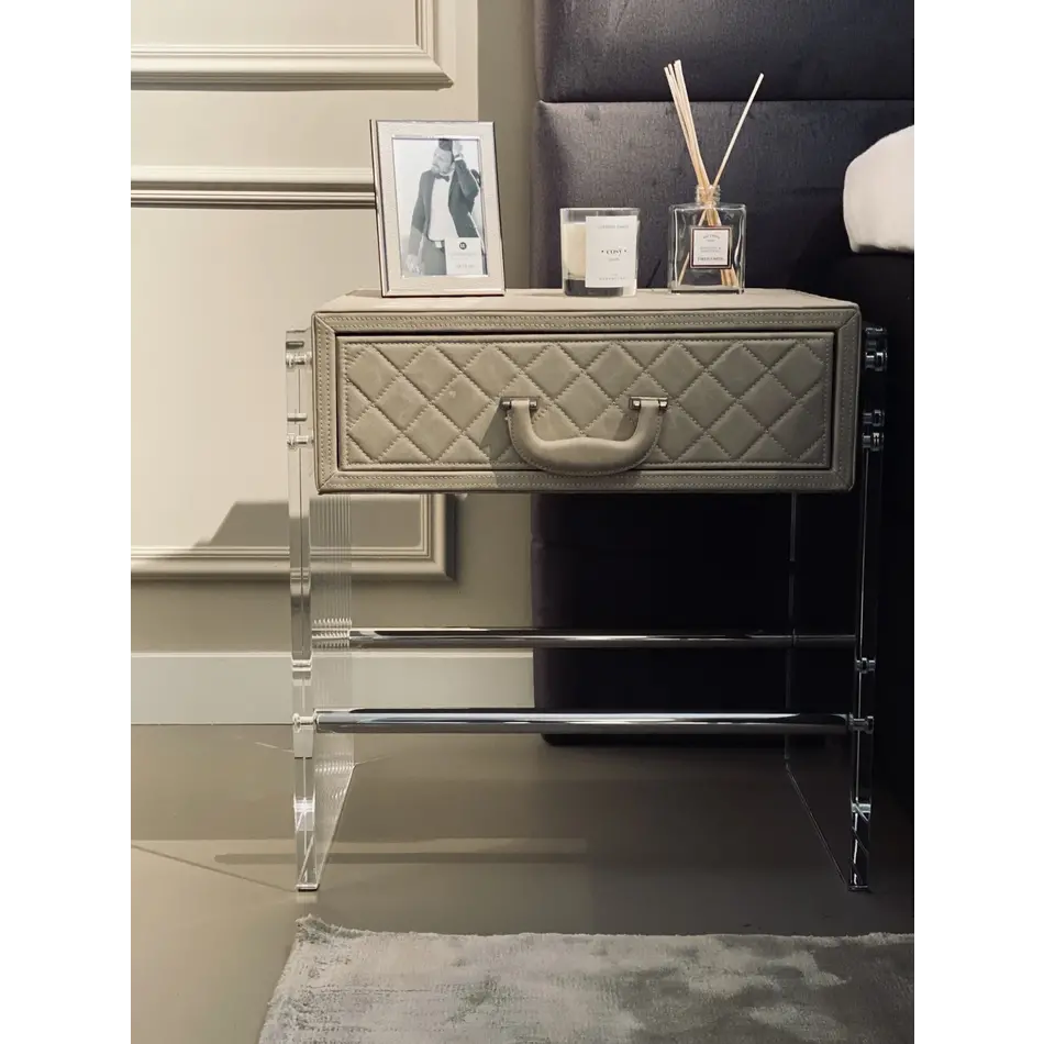 The Grand Interior Genova Side Table - Cappuchino Leather