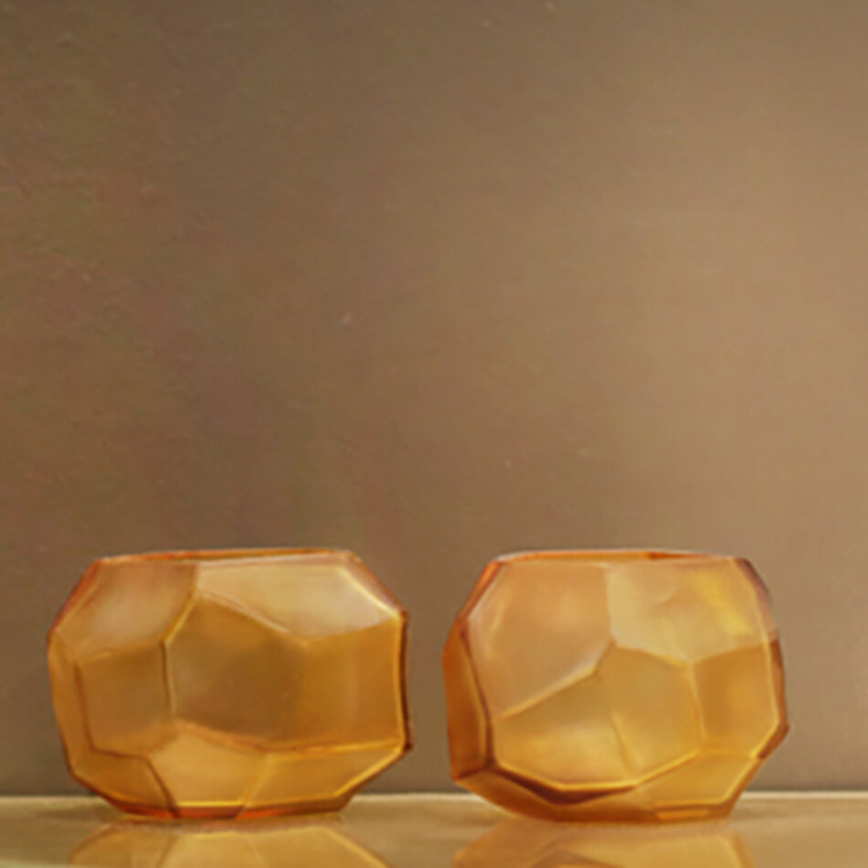 Guaxs Cubistic Tealight - Clear/Gold - 9cm Guaxs Cubistic Tealight - Clear/Gold - 9cm