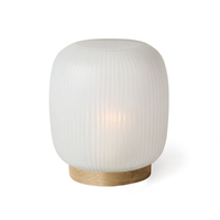 Villeta Lantern M - Base Oak / Glass Clear - 25cm