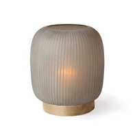 Villeta Lantern M - Base Oak / Glass Smokegrey - 25cm