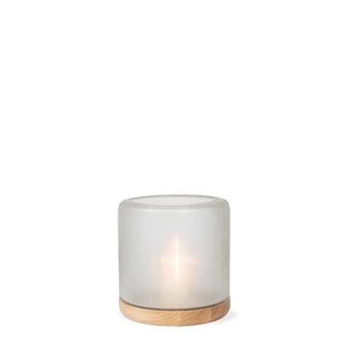 Guaxs Mumbai Lantern M - Base Oak / Glass Clear - 27cm