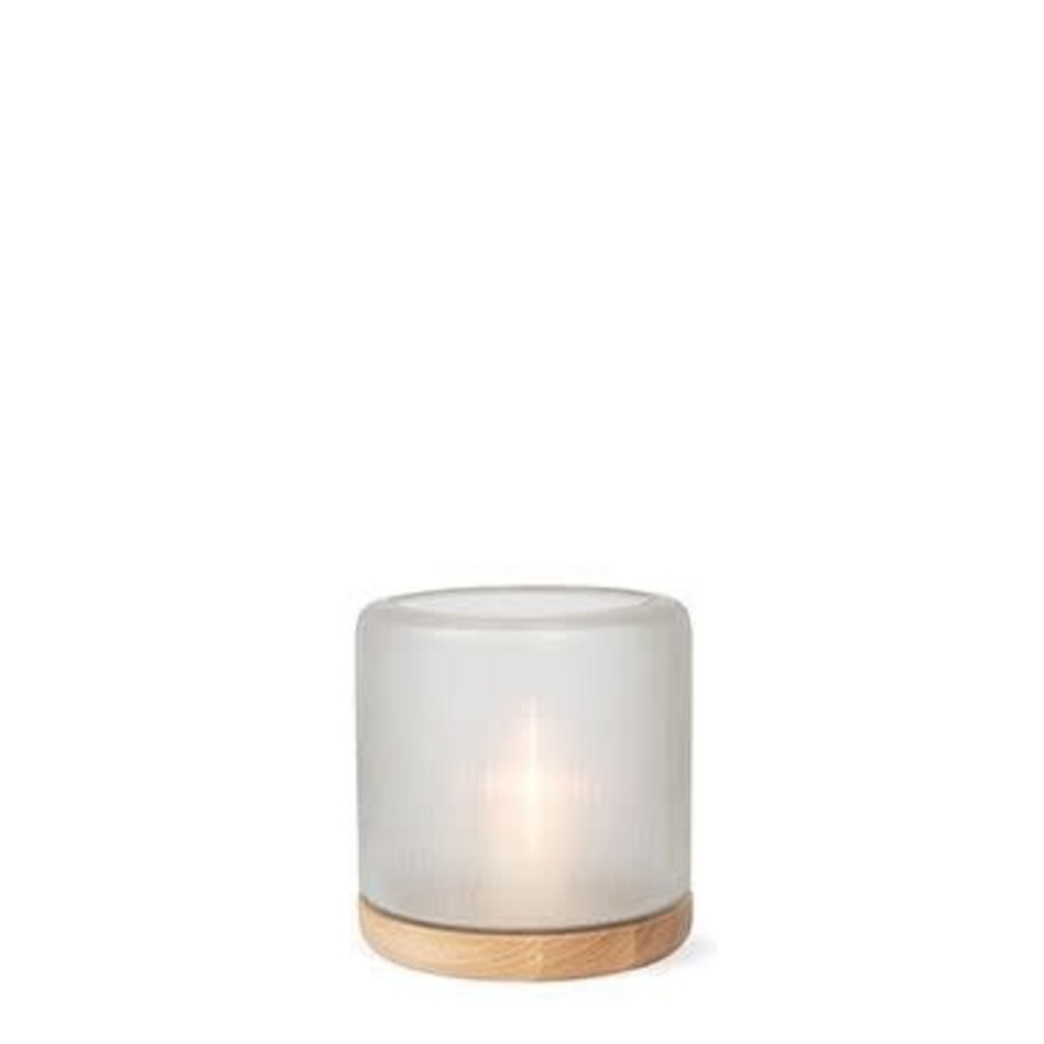 Guaxs Mumbai Lantern M - Base Oak / Glass Clear - 21cm