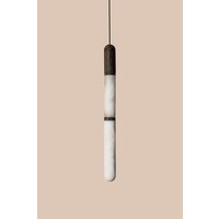 Maya Pendant Light – Modern Ceiling Lamp in Albaster and Wood – 50 cm