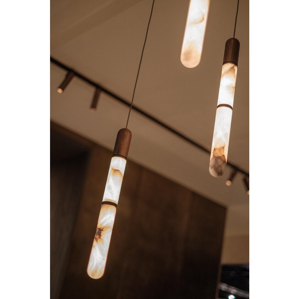 NILA Maya Hanglamp – Moderne Pendant Lamp van Albast en Hout – 50 cm NILA Maya Hanglamp – Moderne Pendant Lamp van Albast en Hout – 50 cm