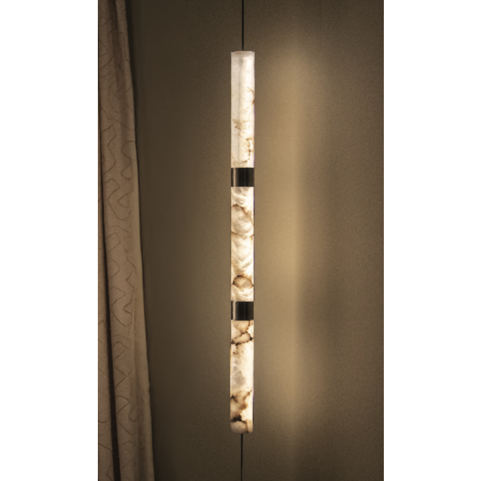 NILA Albasten Vloerlamp ILU Floor 3 Pendant – Luxe Designlamp van Alabaster & Roestvrijstaal – Dimbare LED 2700K, 25W