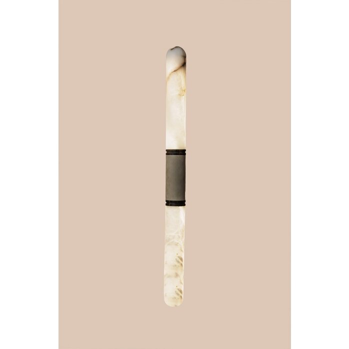 NILA Albasten Wandlamp Maya Wall – Luxe Designlamp van Alabaster, Leer & Metaal – Dimbare LED 2700K, 50 cm