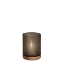 Aran Lantern M - Base Wallnut / Glass Smokegrey - 20cm