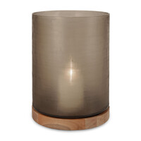 Aran Lantern XL - Base Walnut Handcarved / Slass Smokegrey - 40cm