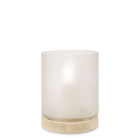 Aran Lantern L - Base Sycamore Handcarved / Glass Clear - 26cm