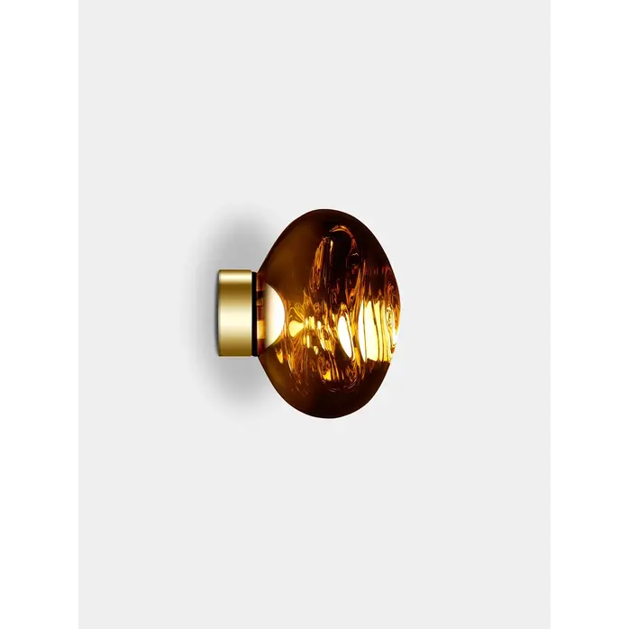 Tom Dixon Melt Mini Wandlamp – Designlamp van Gepolijst Goud Polycarbonaat – LED Wandarmatuur 30 cm