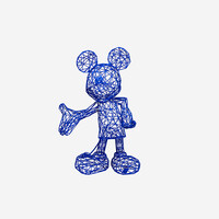 Mickey Mouse Wire Beeld – Miguel Chevalier – Blauw Kunstobject, Medium Formaat, 50 cm Hoog