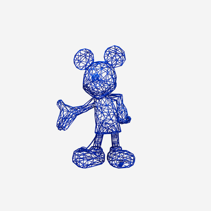 Leblon Delienne Mickey Mouse Wire Statue - Miguel Chevalier - Blue Art Object, Medium Size, 50 cm High