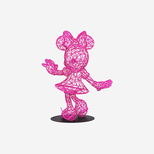 Leblon Delienne Minnie Wire Beeld – Miguel Chevalier – Roze Digitale Sculptuur, Medium Formaat, 50 cm Hoog