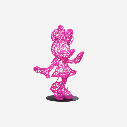 Leblon Delienne Minnie Wire Beeld – Miguel Chevalier – Roze Digitale Sculptuur, Medium Formaat, 50 cm Hoog