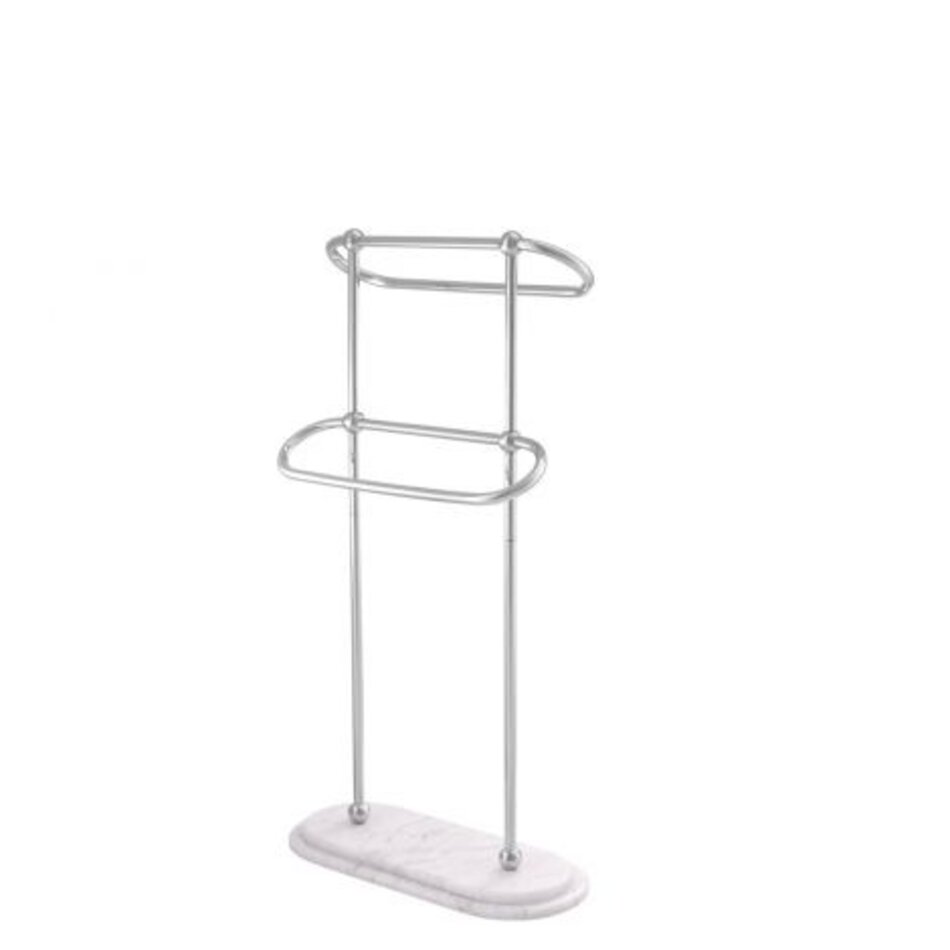Eichholtz Towel Rack Lowell L - Polished stainless steel white marble base - 159cm Eichholtz Towel Rack Lowell L - Polished stainless steel white marble base - 159cm
