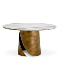 Coffee Table Nuova - Vintage Brass Finish White Marble Top - D. 79.5-H.47cm
