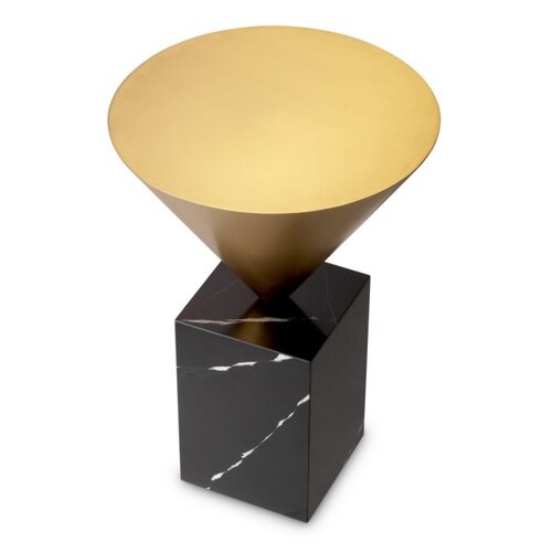 Eichholtz Side Table Nota - Brushed Brass Finish Black Marble Base - 61cm Eichholtz Side Table Nota - Brushed Brass Finish Black Marble Base - 61cm