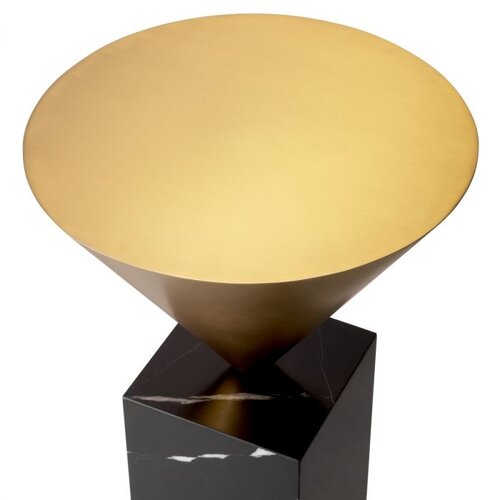 Eichholtz Side Table Nota - Brushed Brass Finish Black Marble Base - 61cm Eichholtz Side Table Nota - Brushed Brass Finish Black Marble Base - 61cm