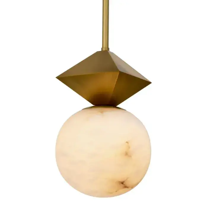 Eichholtz Pendant Elko - Antique Brass Finish Alabaster - 107cm