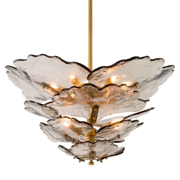 Eichholtz Chandelier Florina - Antique Brass Finish Smoke Glass - 54cm
