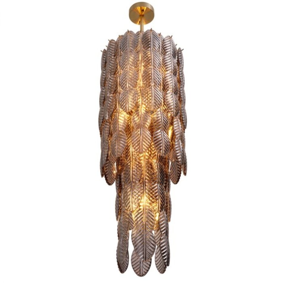 Eichholtz Chandelier Sahure L - Brushed Brass Finish Smoke Glass - 123cm Eichholtz Chandelier Sahure L - Brushed Brass Finish Smoke Glass - 123cm