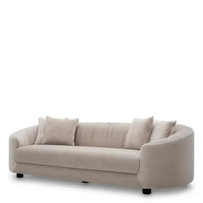 Eichholtz Jameson Sofa - Elegant 3-Seater Sofa in Amaro Cream Fabric with Black Legs - Modern Design Sofa 241 cm