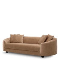 Jameson Sofa – Luxe 3-Zitsbank in Amaro Camel Fluweelzachte Stof met Zwarte Poten – Moderne Design Bank 241 cm