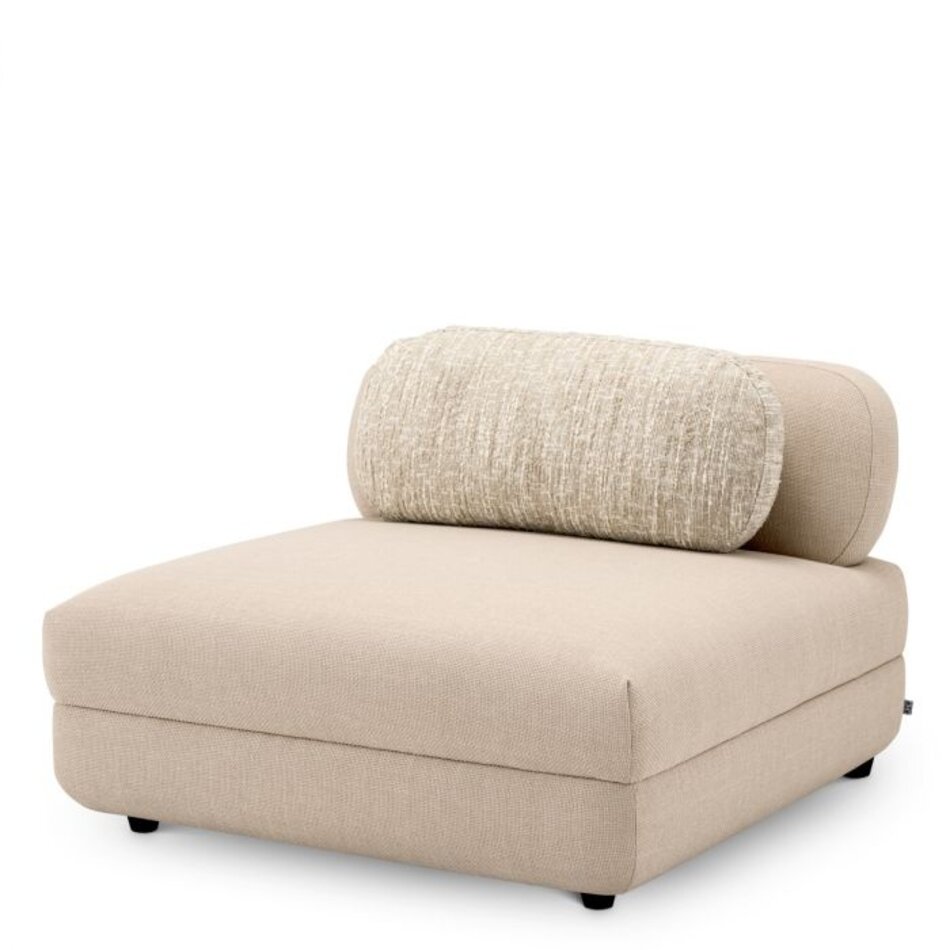 Eichholtz Paulo Modulaire Bank – Luxe Middenmodule in Scalea Sand & Bouclé Sonata Cream met Zwarte Poten – Design Sofa Element 100 cm Eichholtz Paulo Modulaire Bank – Luxe Middenmodule in Scalea Sand & Bouclé Sonata Cream met Zwarte Poten – Design Sofa Element 100 cm