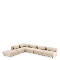 Paulo Modular Sofa - Luxury Corner Module in Scalea Sand & Bouclé Sonata Cream with Black Legs - Design Sofa Element 100 cm