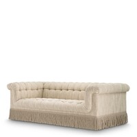 Dorantes Bank – Luxe Designbank in Bouclé Sonata Cream met Klassiek Geknoopt Ontwerp en Elegante Franjes – Comfortabele Zitbank 236 cm