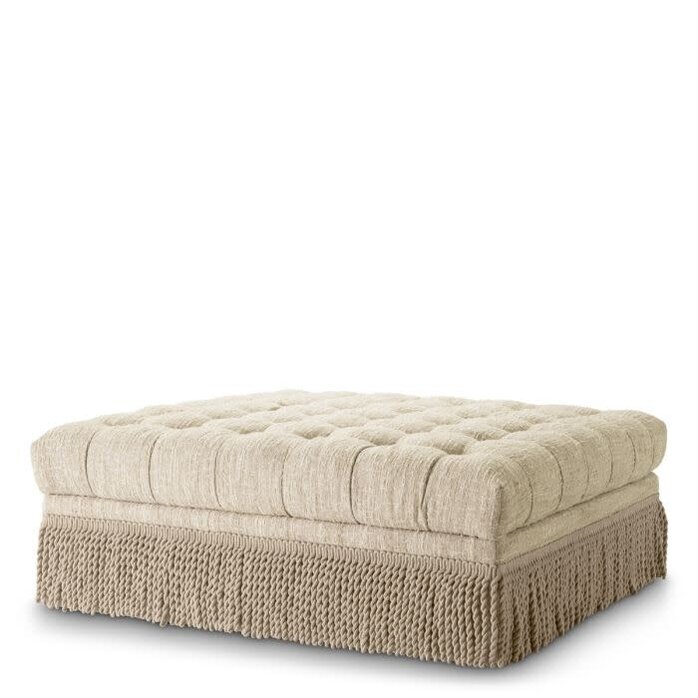Eichholtz Dorantes Poef – Luxe Design Ottoman in Bouclé Sonata Cream met Franjes – Elegante Voetenbank 125 cm Eichholtz Dorantes Poef – Luxe Design Ottoman in Bouclé Sonata Cream met Franjes – Elegante Voetenbank 125 cm