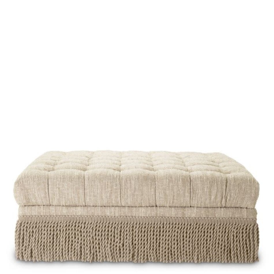 Eichholtz Dorantes Footstool - Luxury Design Ottoman in Bouclé Sonata Cream with Fringes - Elegant Footstool 125 cm Eichholtz Dorantes Footstool - Luxury Design Ottoman in Bouclé Sonata Cream with Fringes - Elegant Footstool 125 cm