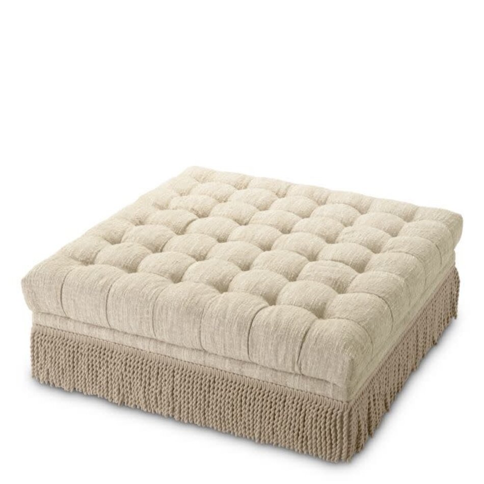 Eichholtz Dorantes Footstool - Luxury Design Ottoman in Bouclé Sonata Cream with Fringes - Elegant Footstool 125 cm Eichholtz Dorantes Footstool - Luxury Design Ottoman in Bouclé Sonata Cream with Fringes - Elegant Footstool 125 cm