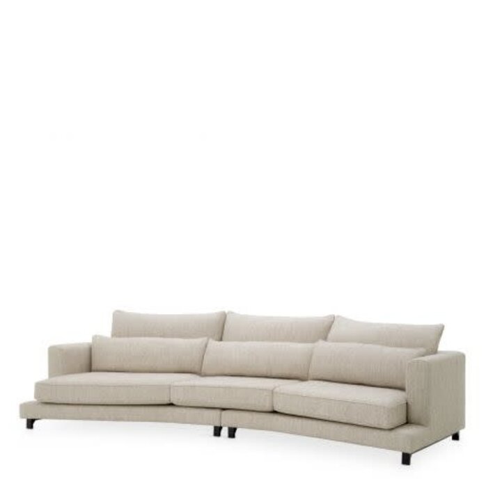 Eichholtz Savarana Sofa – Luxury Designer Sofa in Seashell Off-White Fabric with Black Feet – Modern Seating 320 cm